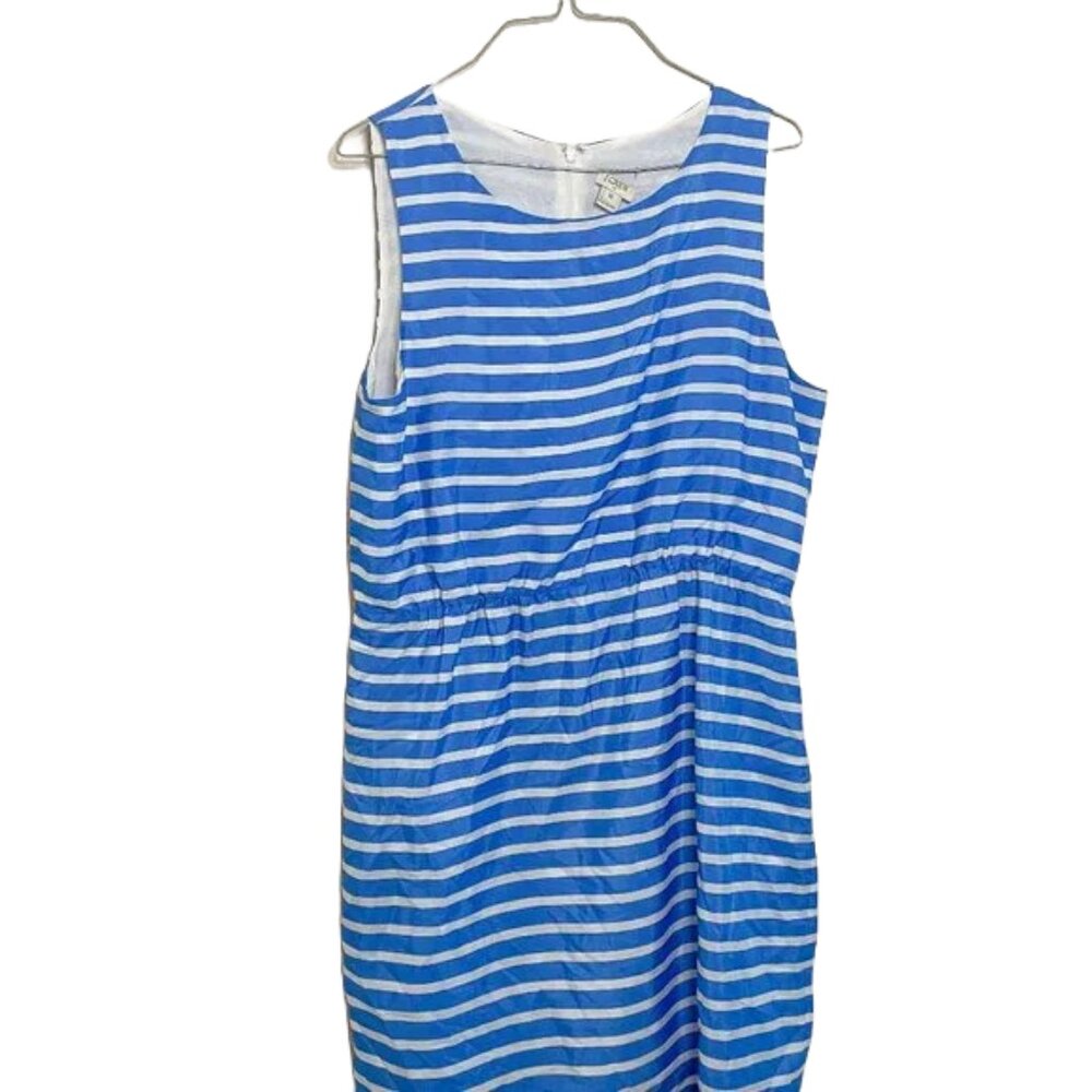 J. Crew Blue and White Striped Dress Size 14